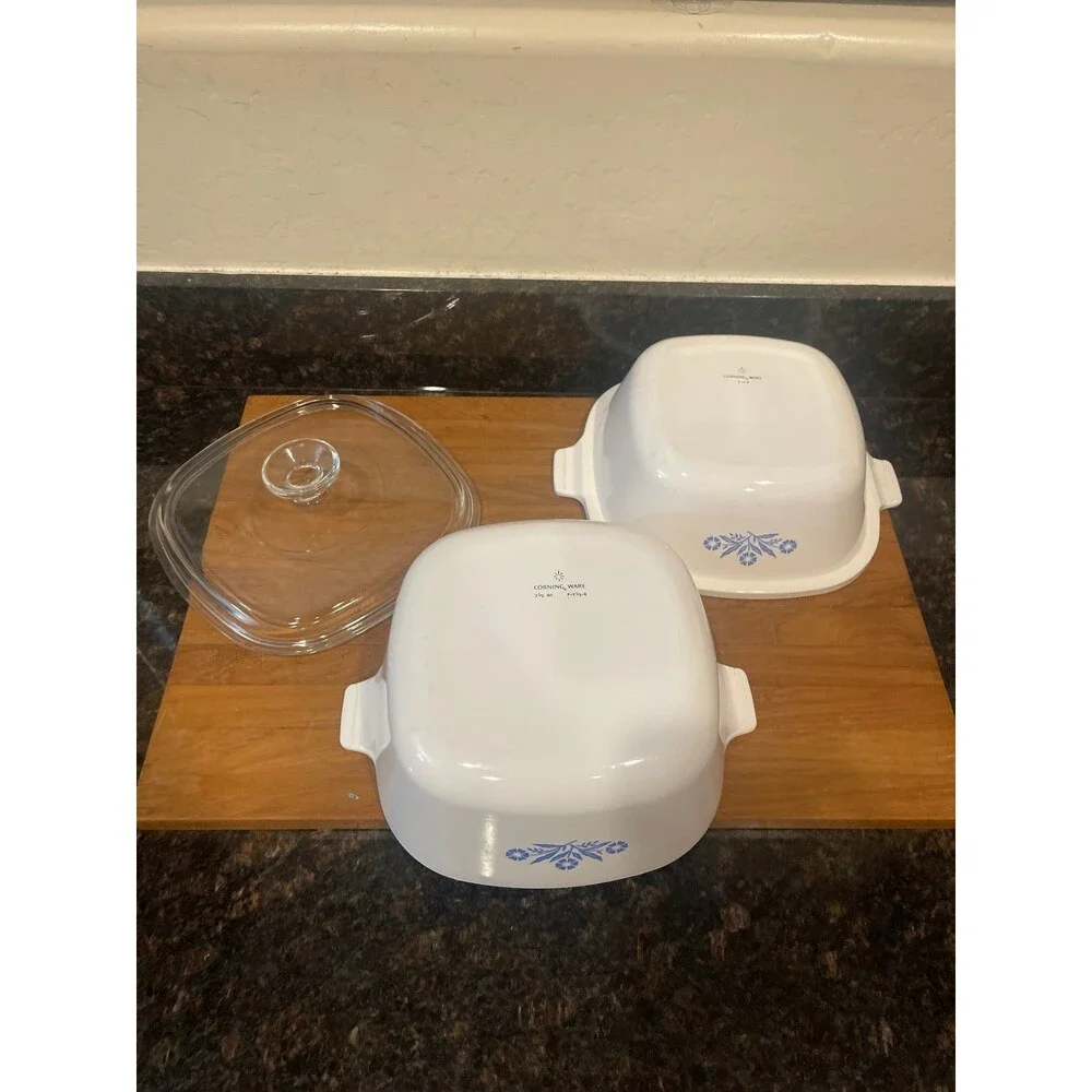 4 piece Corning Ware Blue cornflower Double Boiler set